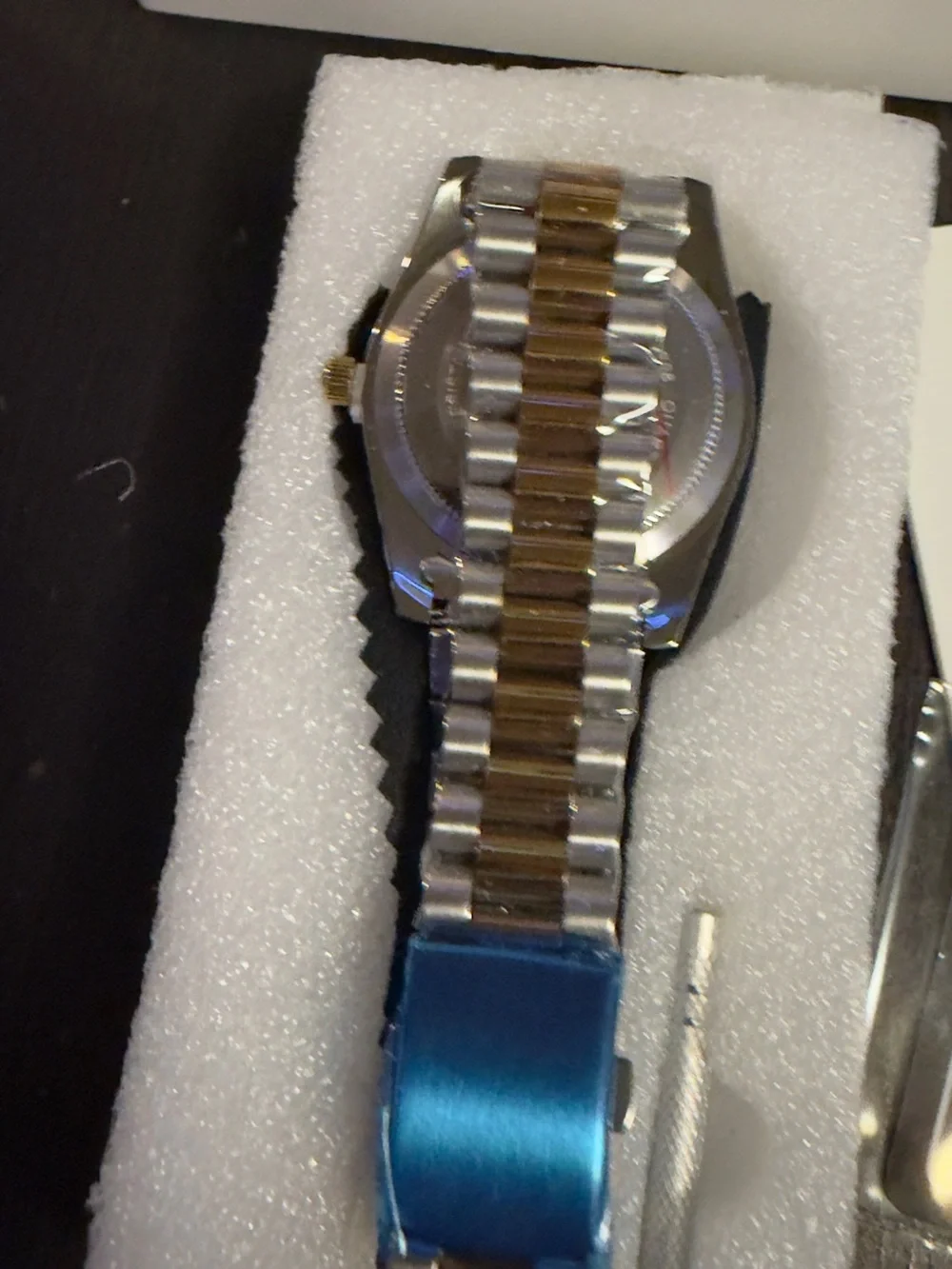Nibosi Two-Tone Silver and Gold Day-Date Watch